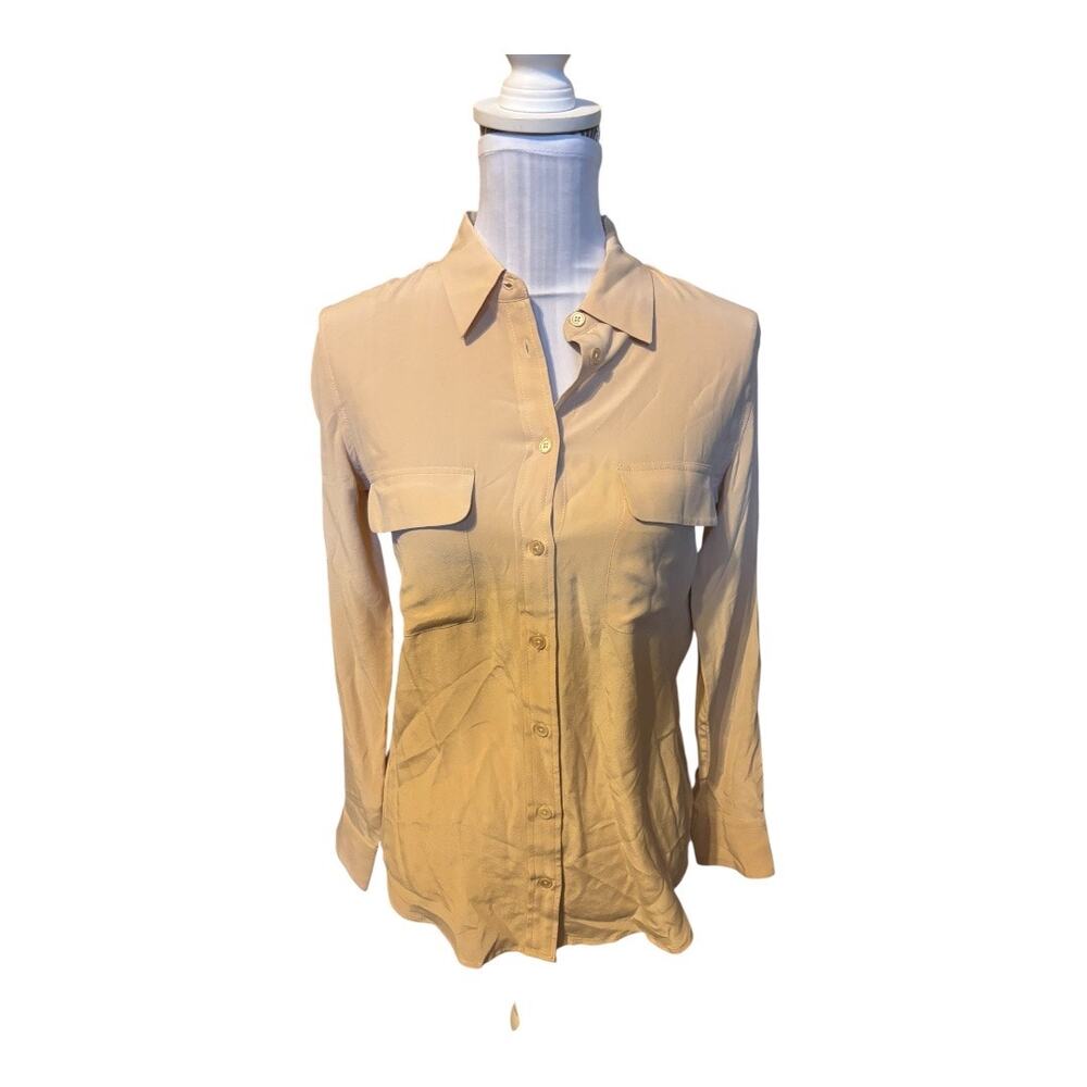 Joie Jeans Peach Silk Button Down Blouse Size XS